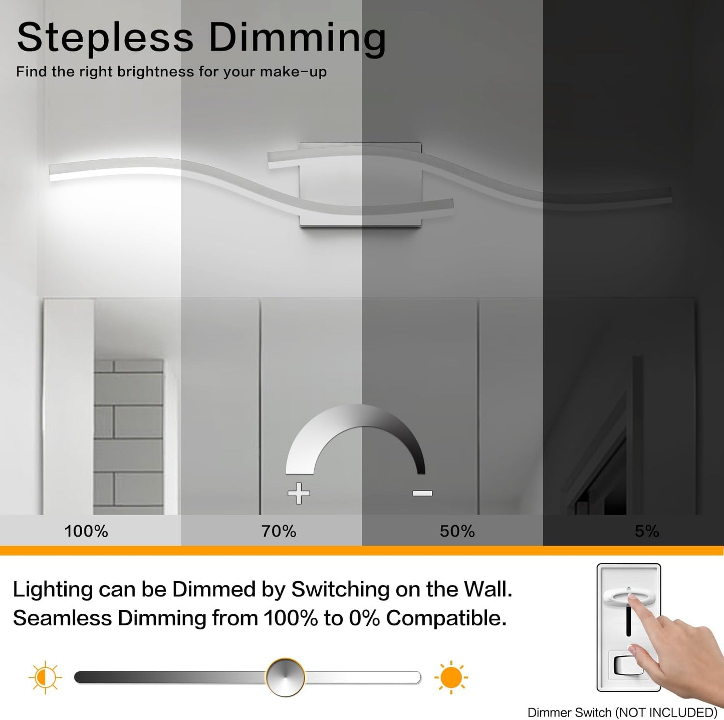 32in Dimmable LED Bathroom Vanity Light - Modern, Brushed Nickel