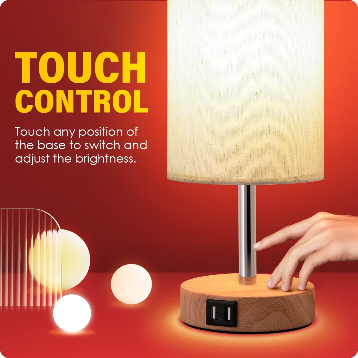 DreamHolder Table Lamp with 3 USB Ports, AC Outlet, Phone Charge