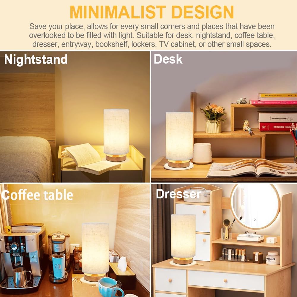 Small Table Lamp for Bedroom - Minimalist Warm Light - E26 Base