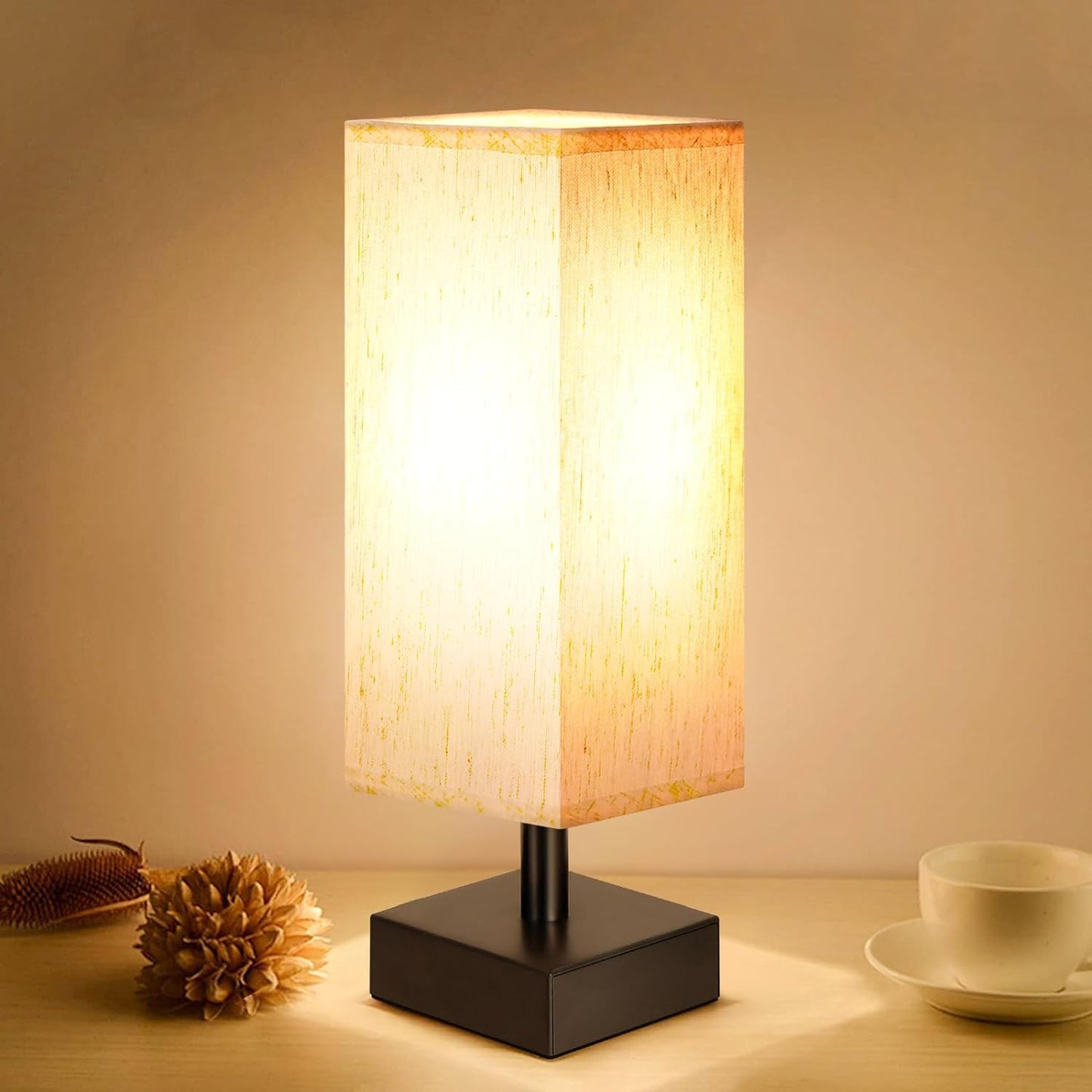 Small Table Lamp for Bedroom - Minimalist Nightstand Light - E26 Base