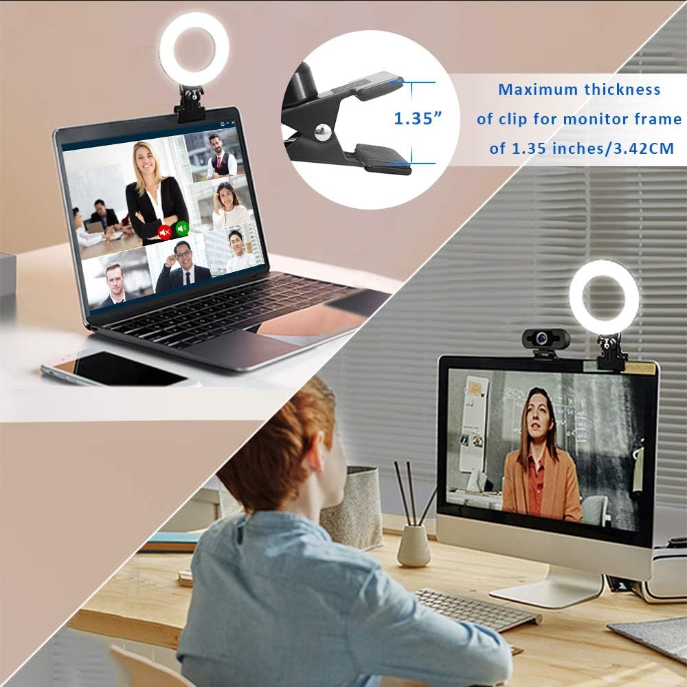 Video Conference Lighting Kit - Ring Light for Monitor Clip On
