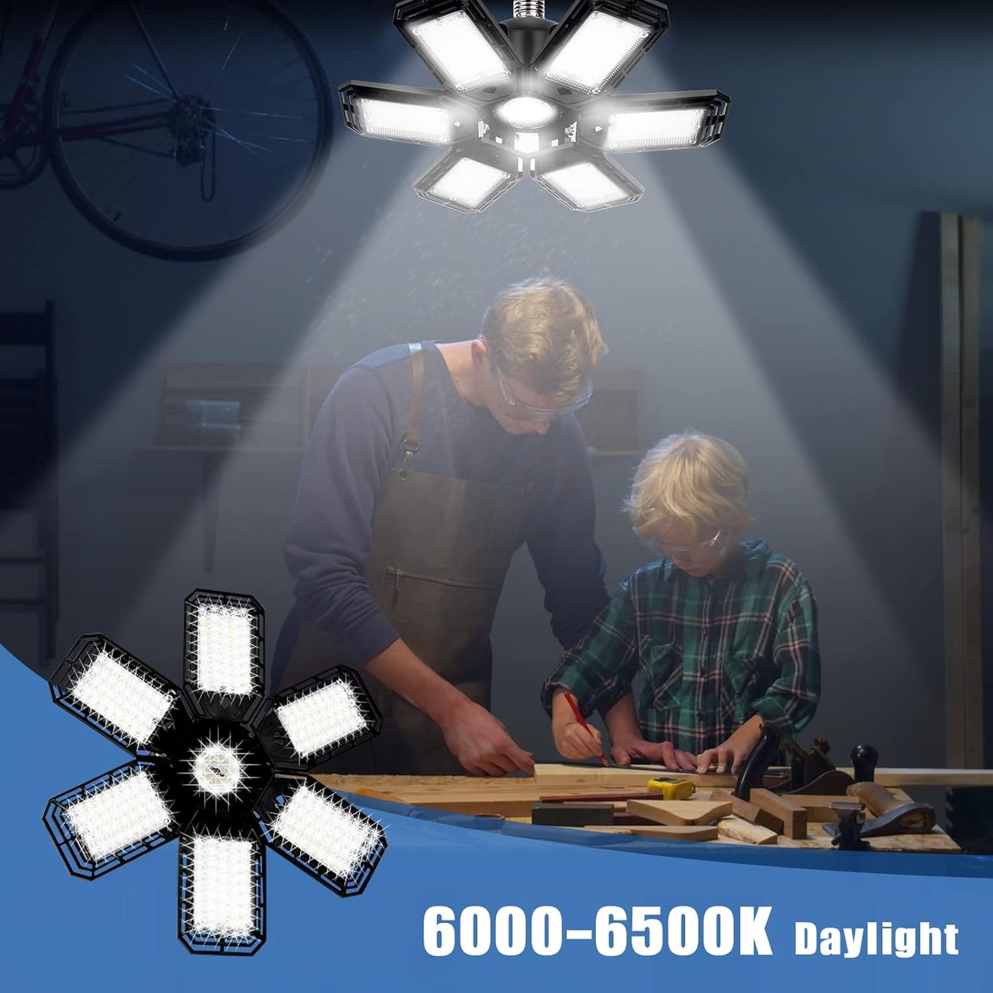 Aoretic LED Garage Lights Bulb 2 Pack -180W, 18000LM 6500K Led Shop Light with 6+1 Deformable Panels, Basement Barn Ceiling Lights, E26/E27 for Warehouse theluminousdecor