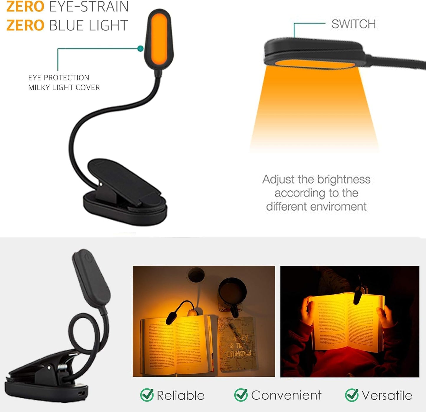 Rechargeable LED Kindle Light | Blue Light Filtered | Adjustable