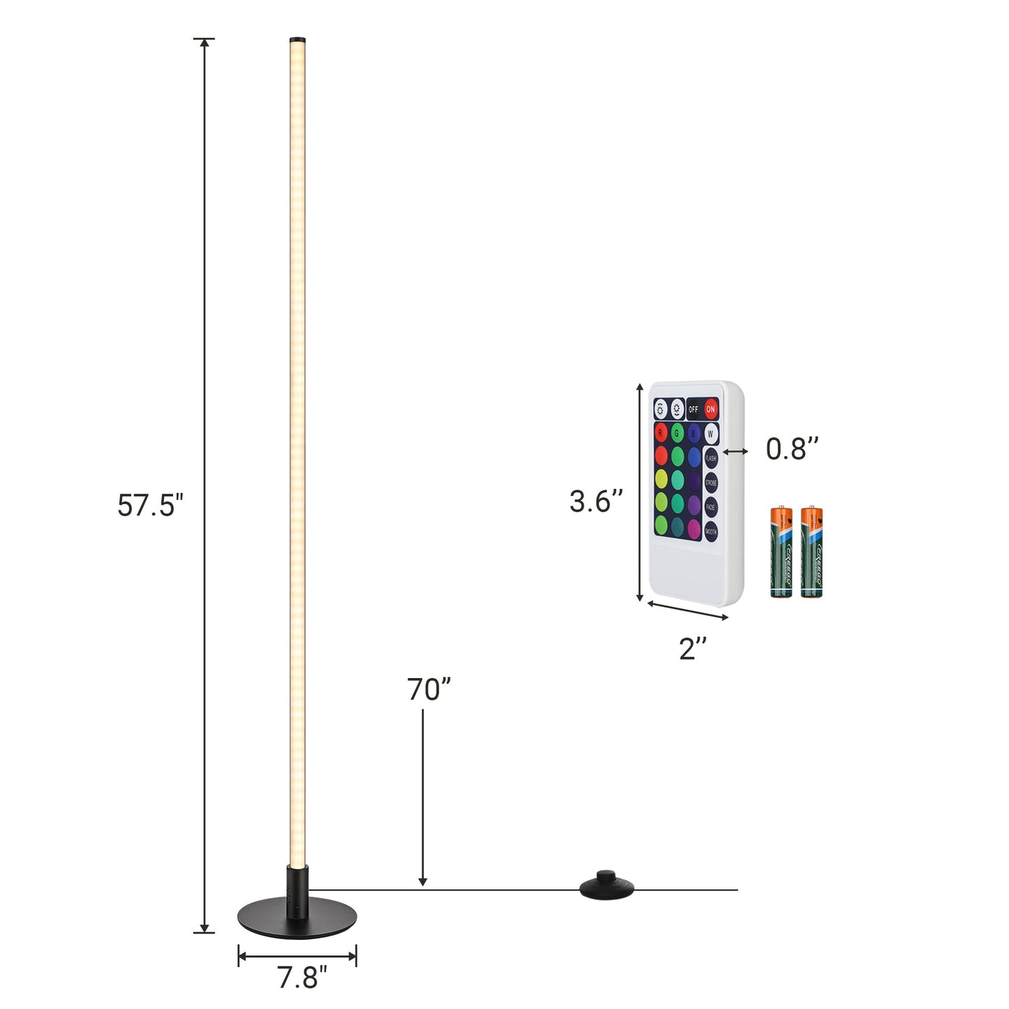 Black RGBW, Mood Lighing, Smart WiFi Dimmable Floor Lamp with App & Remote Control, 1 Pack-HFLK02W