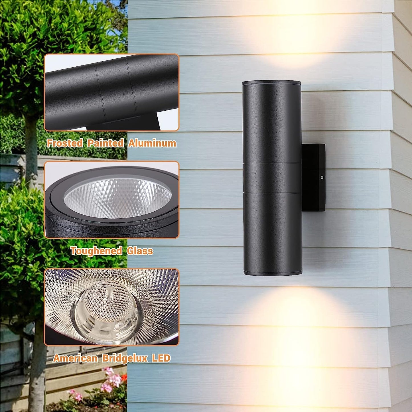 Modern Cylinder Up and Down Wall Lights, Matte Black theluminousdecor