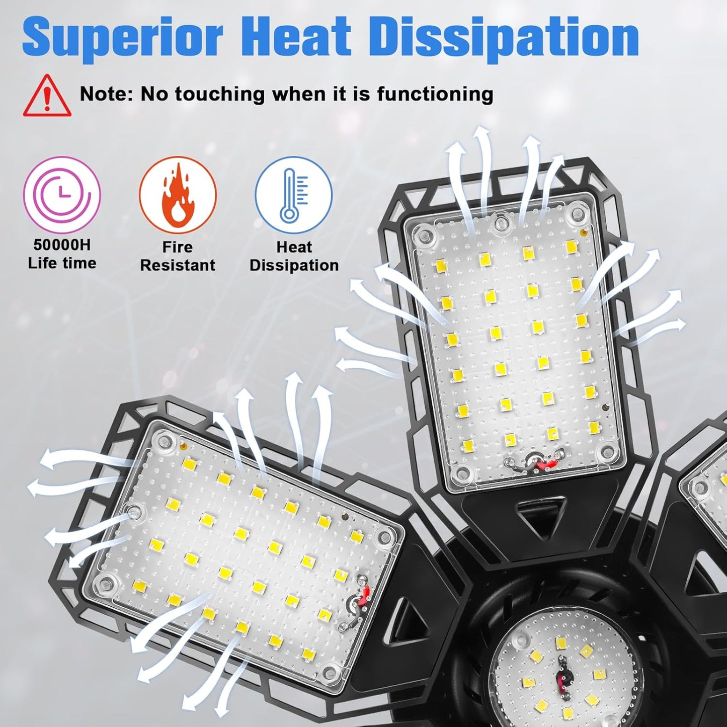 LED Garage Lights Bulb 2 Pack 180W | 18000LM | 6+1 Panels | 6500K