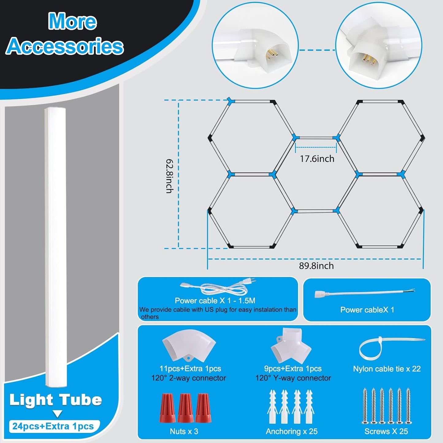 Hexagon LED Garage Light 25 Pack | 26400LM | Super Bright | 5000K