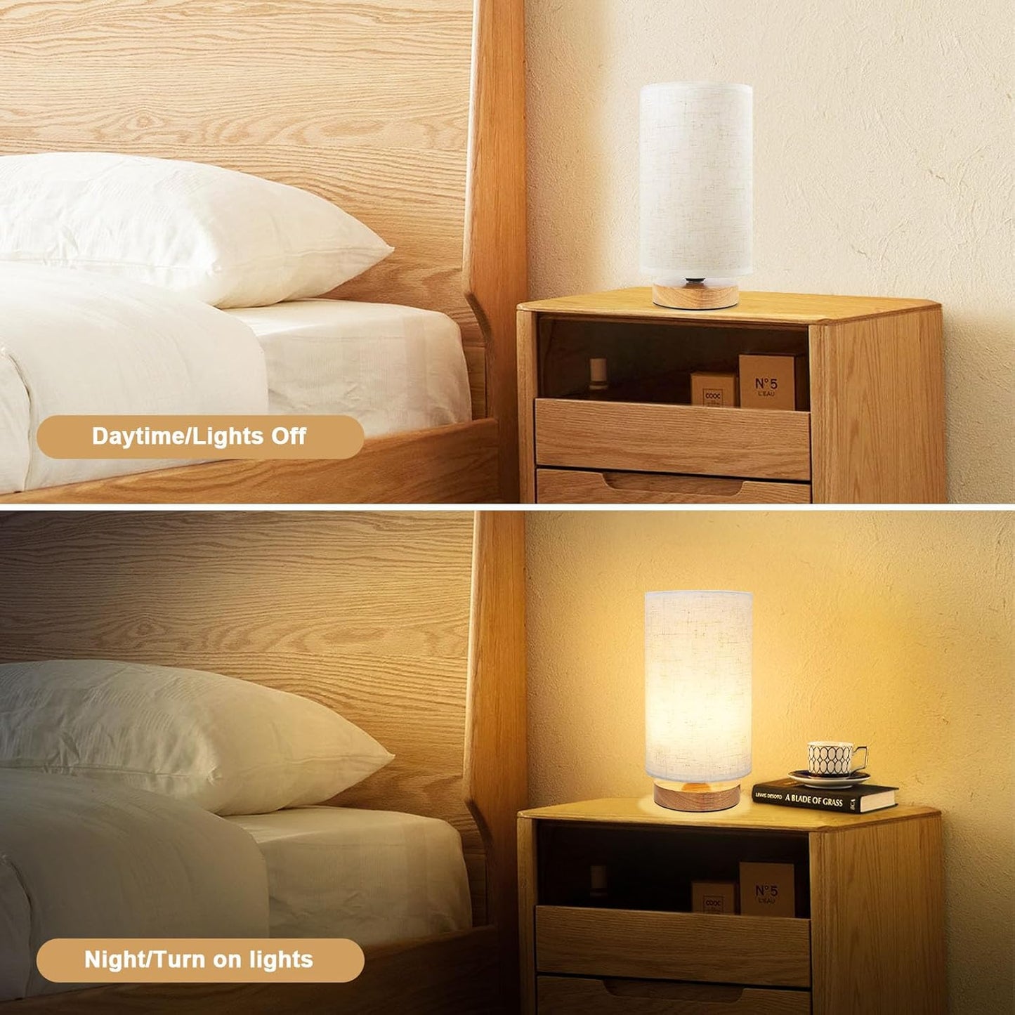 Small Table Lamp for Bedroom - Minimalist Warm Light - E26 Base
