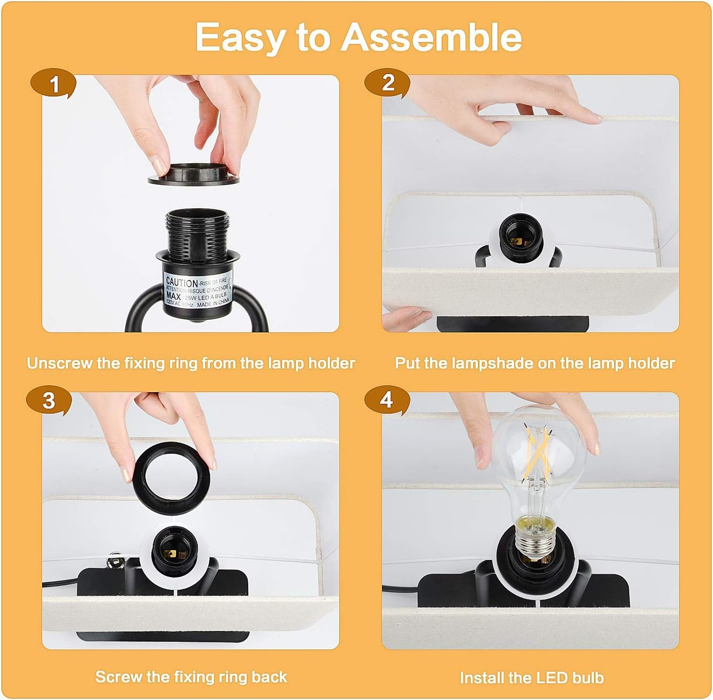 DreamHolder Table Lamp with 3 USB Ports, AC Outlet & Phone Stand