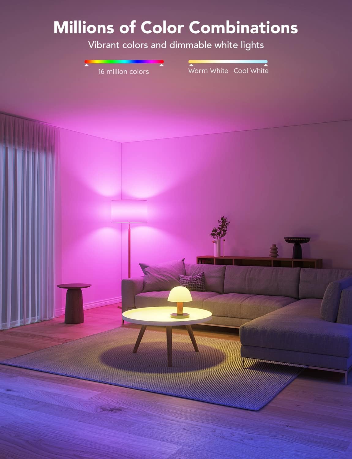 LED Smart Light Bulbs - 1000LM, Color Changing, Wi-Fi & Bluetooth