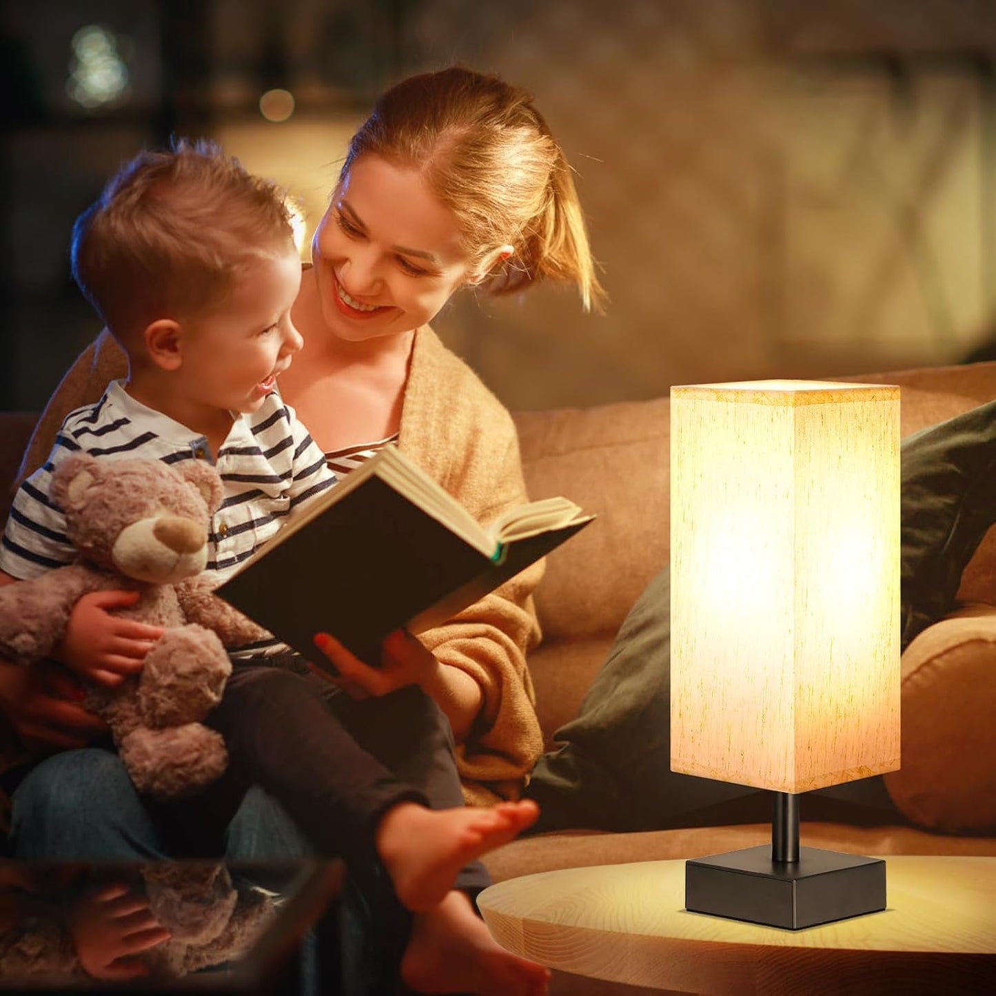 Small Table Lamp for Bedroom - Minimalist Nightstand Light - E26 Base