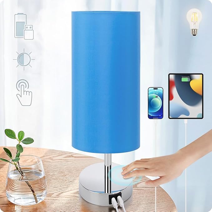 DreamHolder Table Lamp with 3 USB Ports, AC Outlet, Phone Charge
