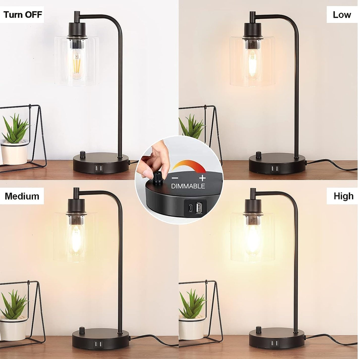 Glass Shade Table Lamp, Matte Black theluminousdecor