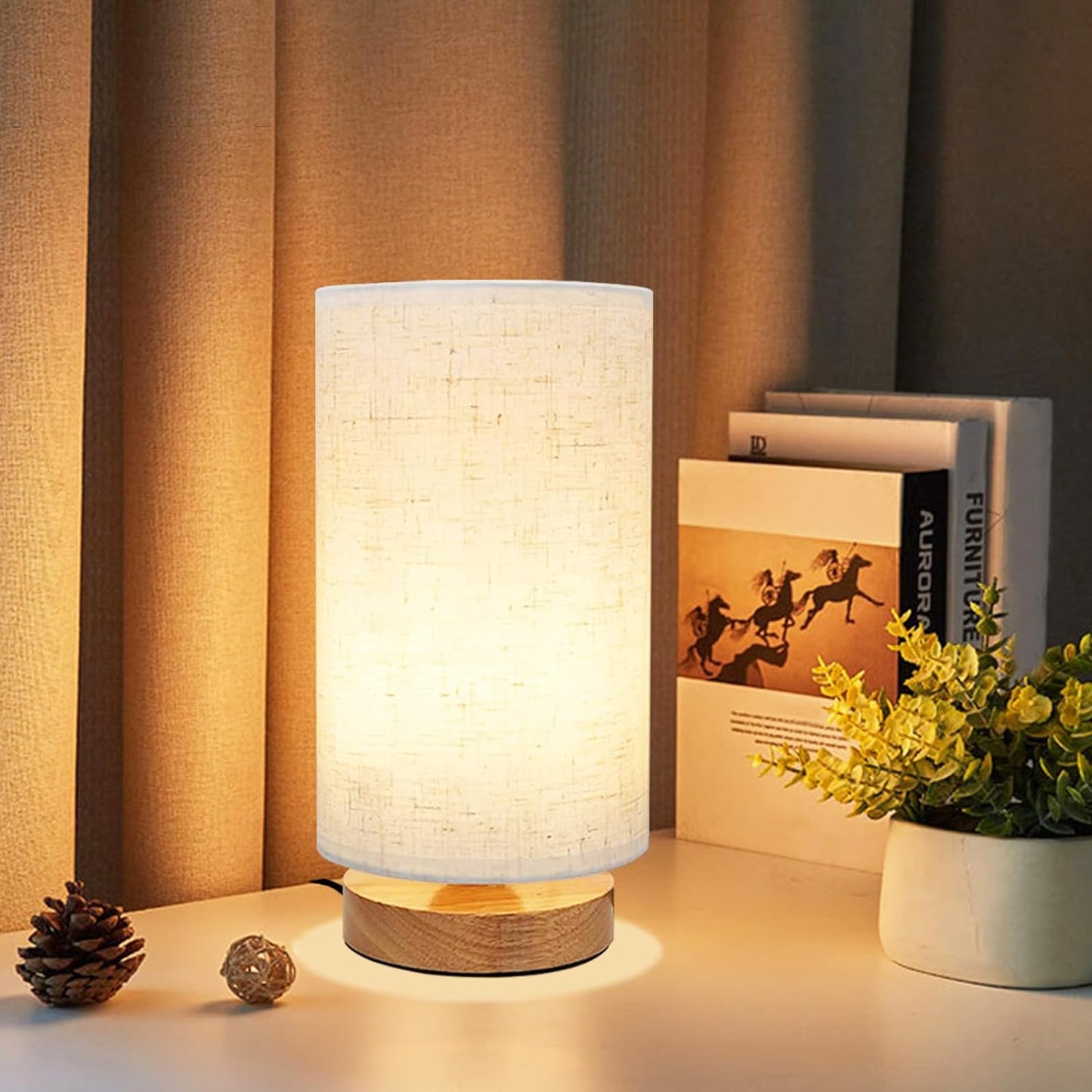 Small Table Lamp for Bedroom - Minimalist Warm Light - E26 Base