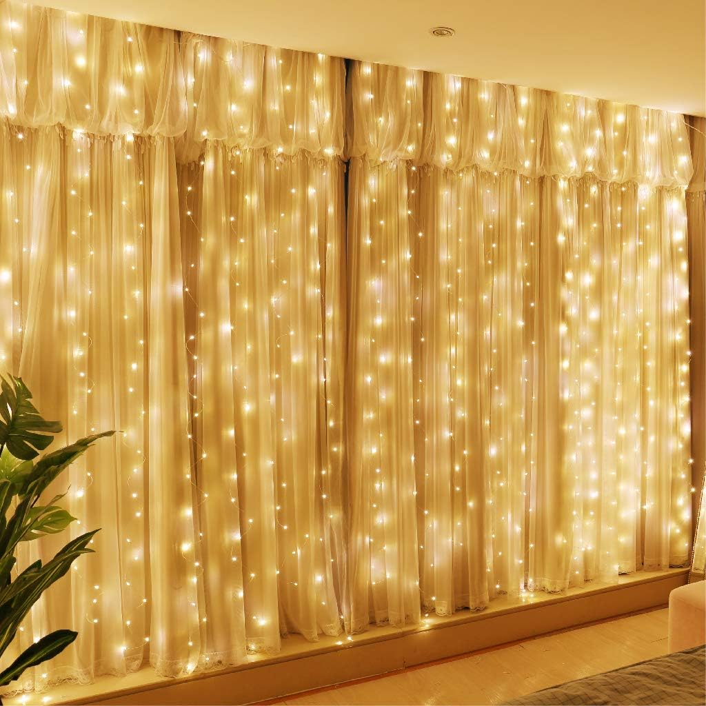 300LED Fairy Curtain Lights 9.8x9.8Ft | 8 Modes | USB Plug | Remote Control