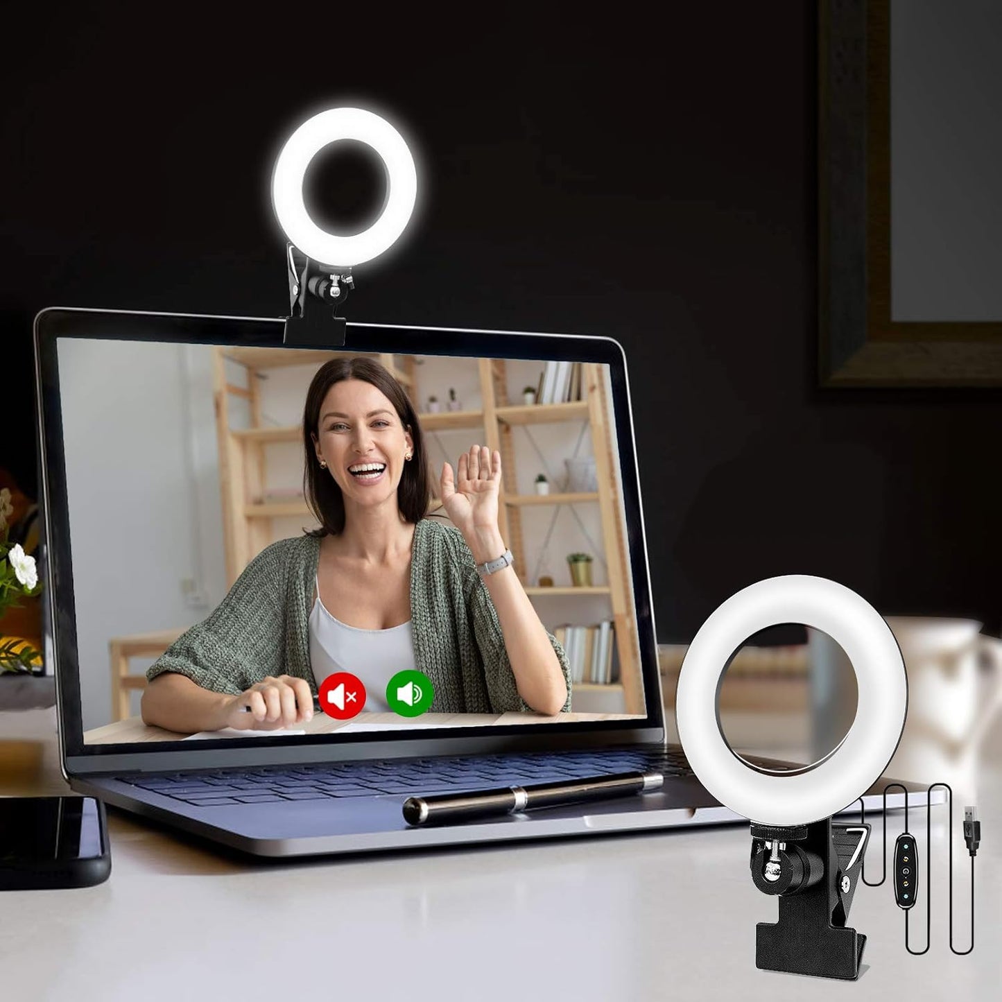 Video Conference Lighting Kit - Ring Light for Monitor Clip On