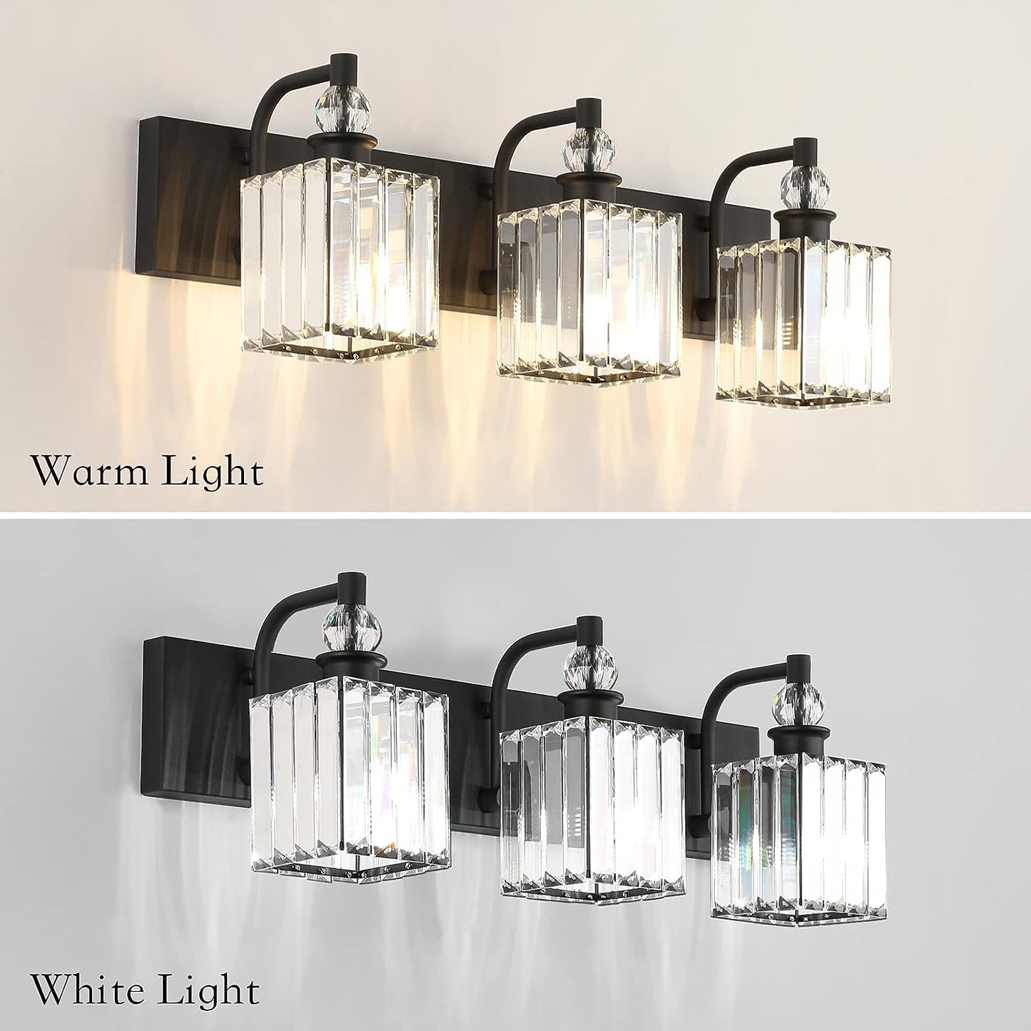 Elevate your bathroom with the Crystal Vanity Light in Matte Black. Stylish and functional bathroom illumination for a modern touch.