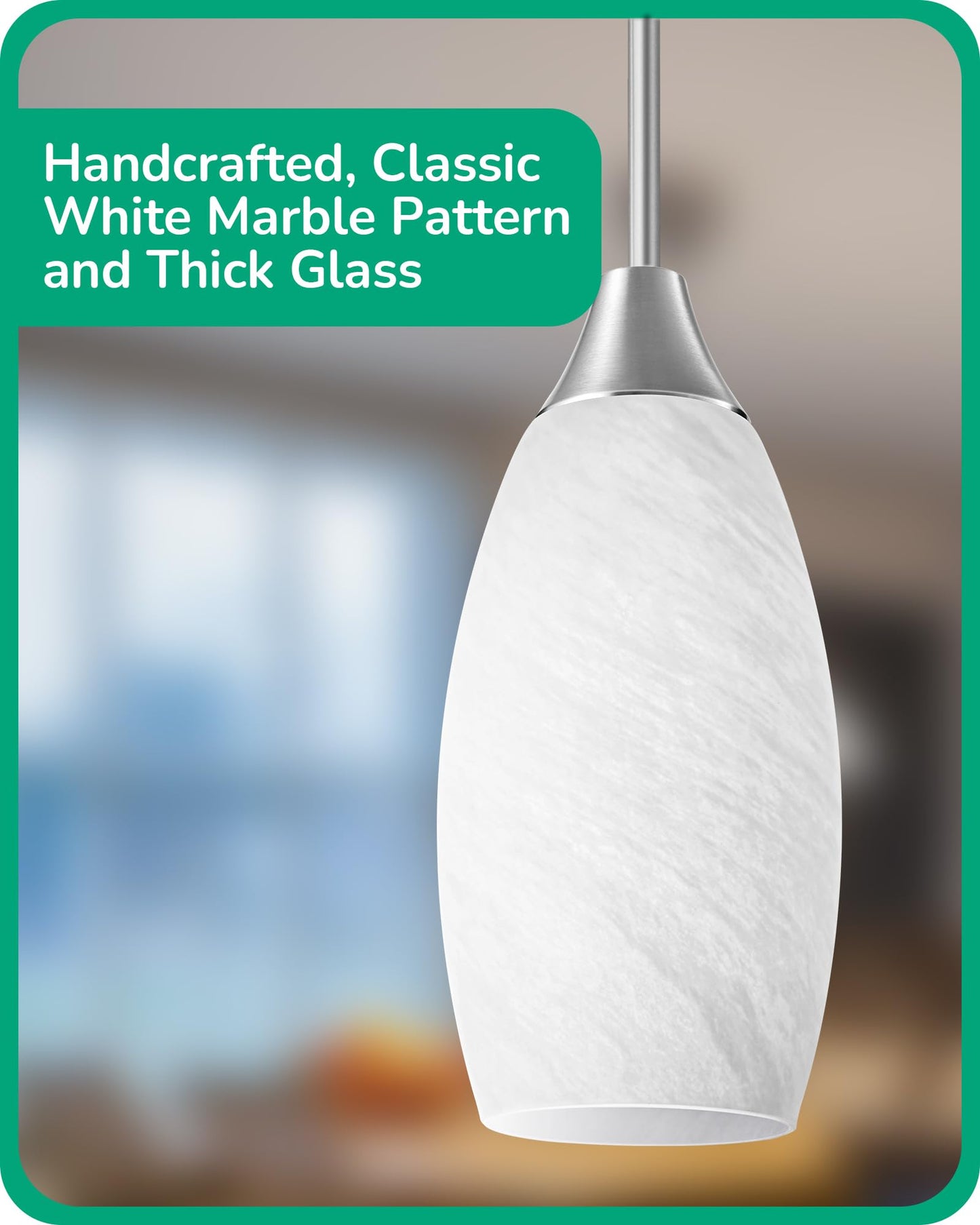 Handcrafted Art Glass Hanging Light, Adjustable Brushed Nickel Rods