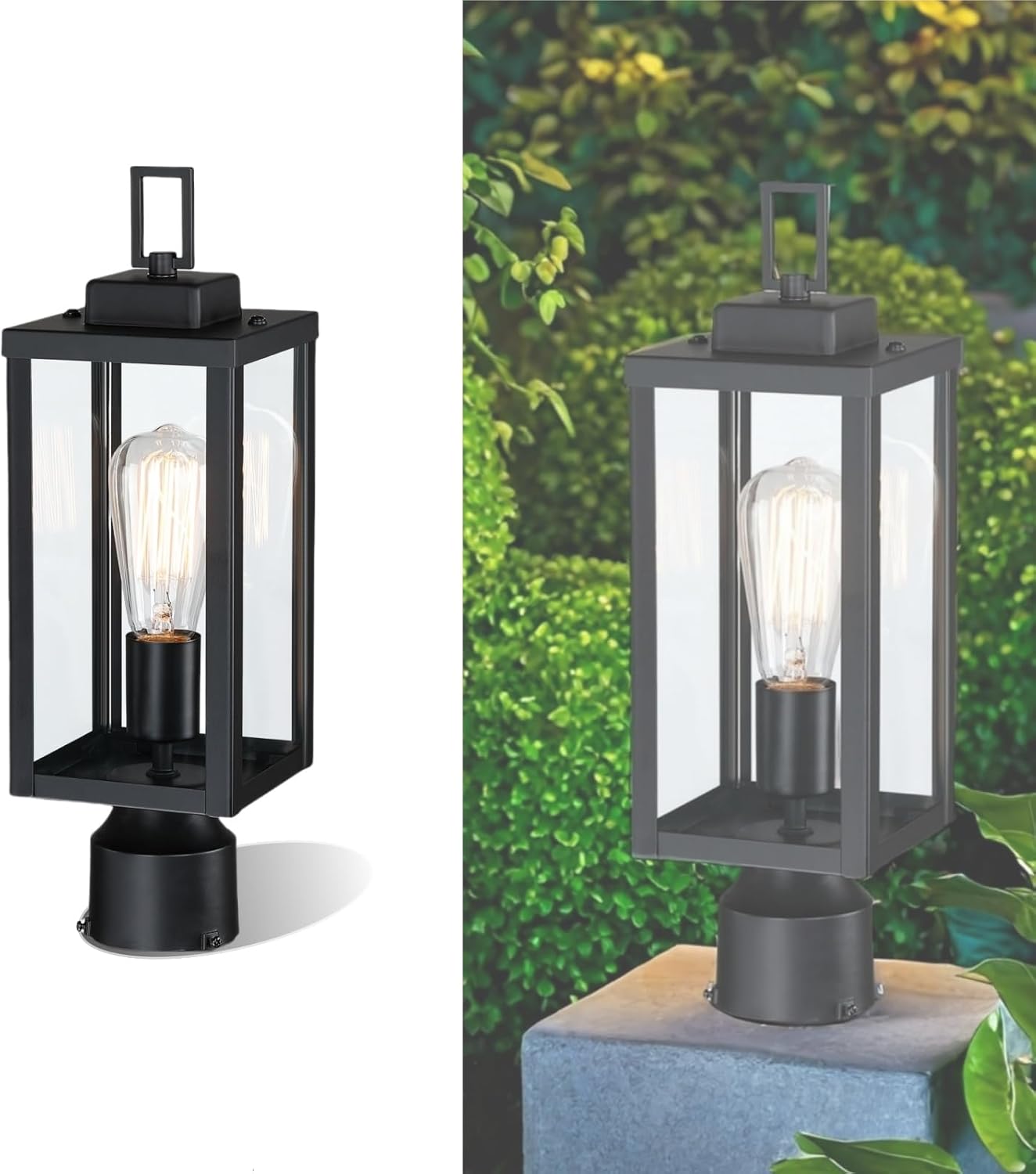 Outdoor Post Light - E26 Base, 60W Max, Metal Housing + Glass
