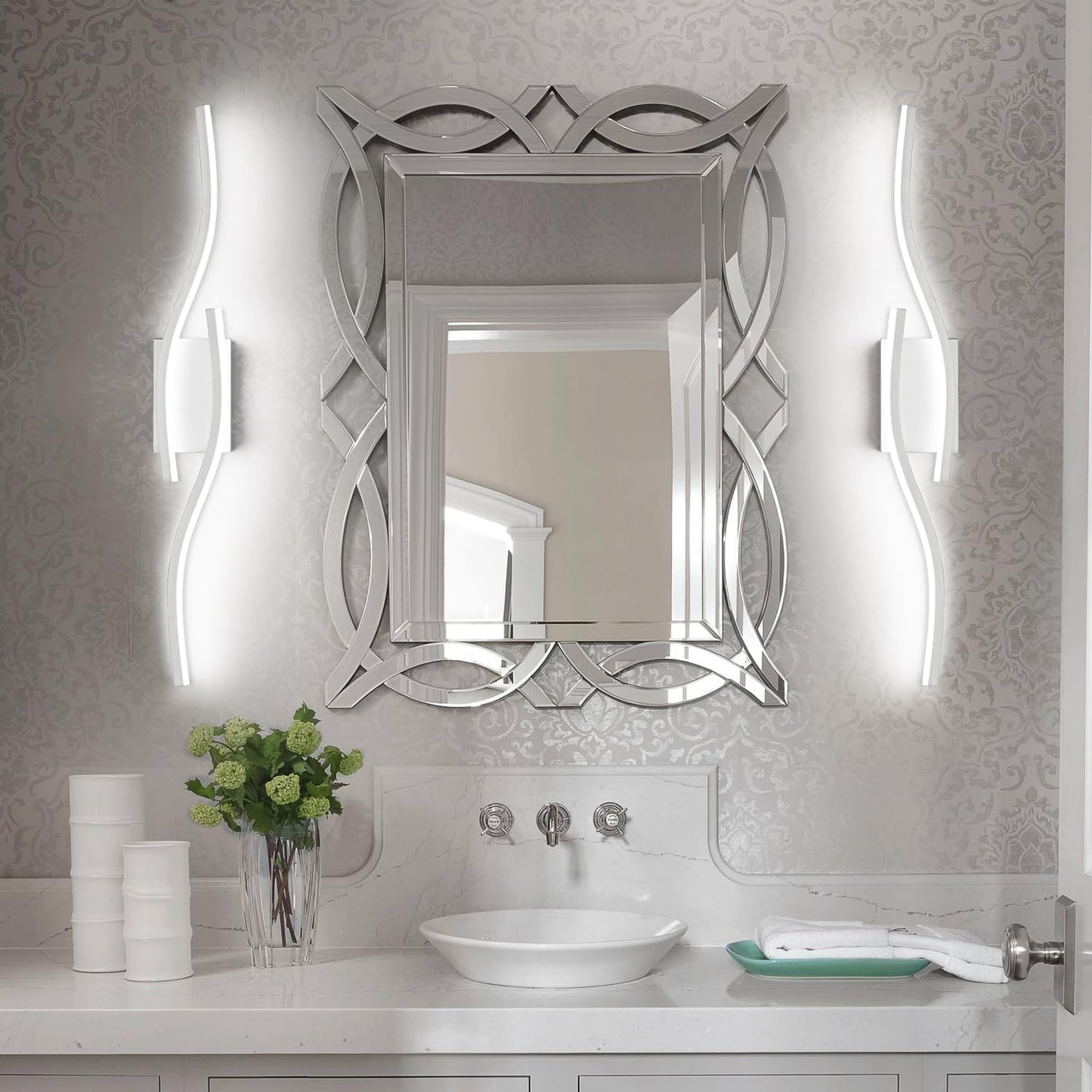 32in Dimmable LED Bathroom Vanity Light - Modern, Brushed Nickel