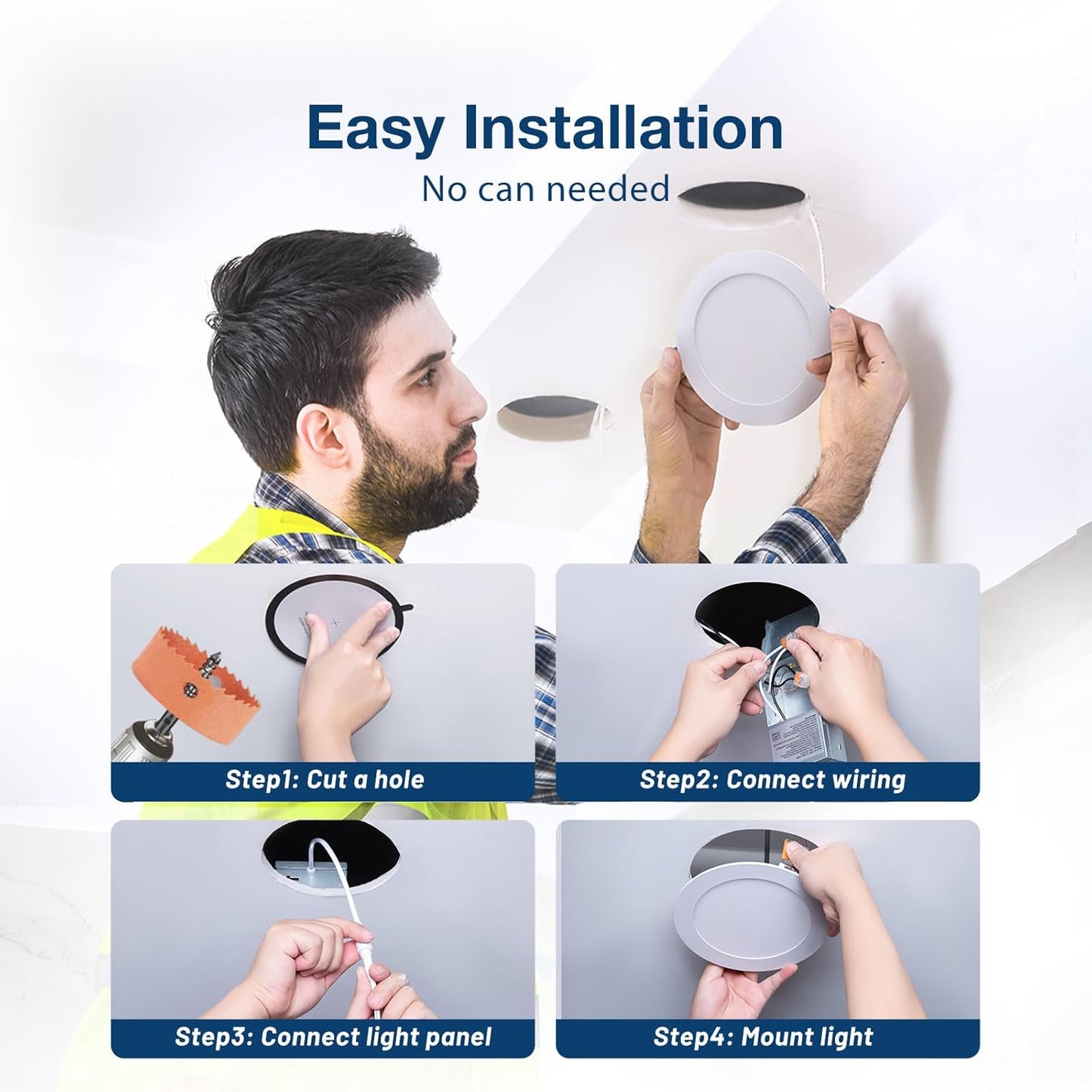6 Pack Ultra-Thin LED Recessed Ceiling Lights - 5CCT, 12W, 1050LM