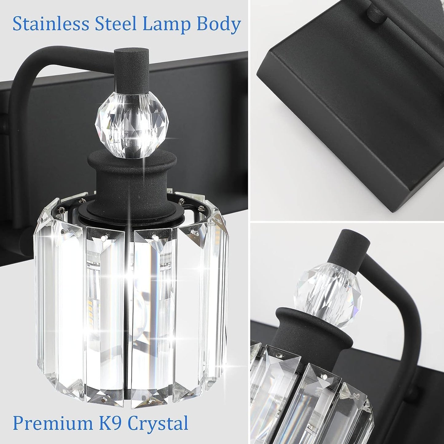 5-Light Crystal Vanity, Matte Black theluminousdecor