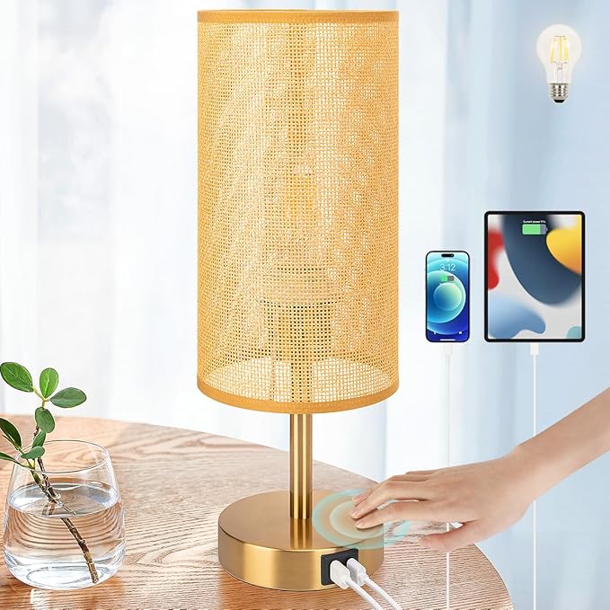 DreamHolder Table Lamp with 3 USB Ports, AC Outlet, Phone Charge