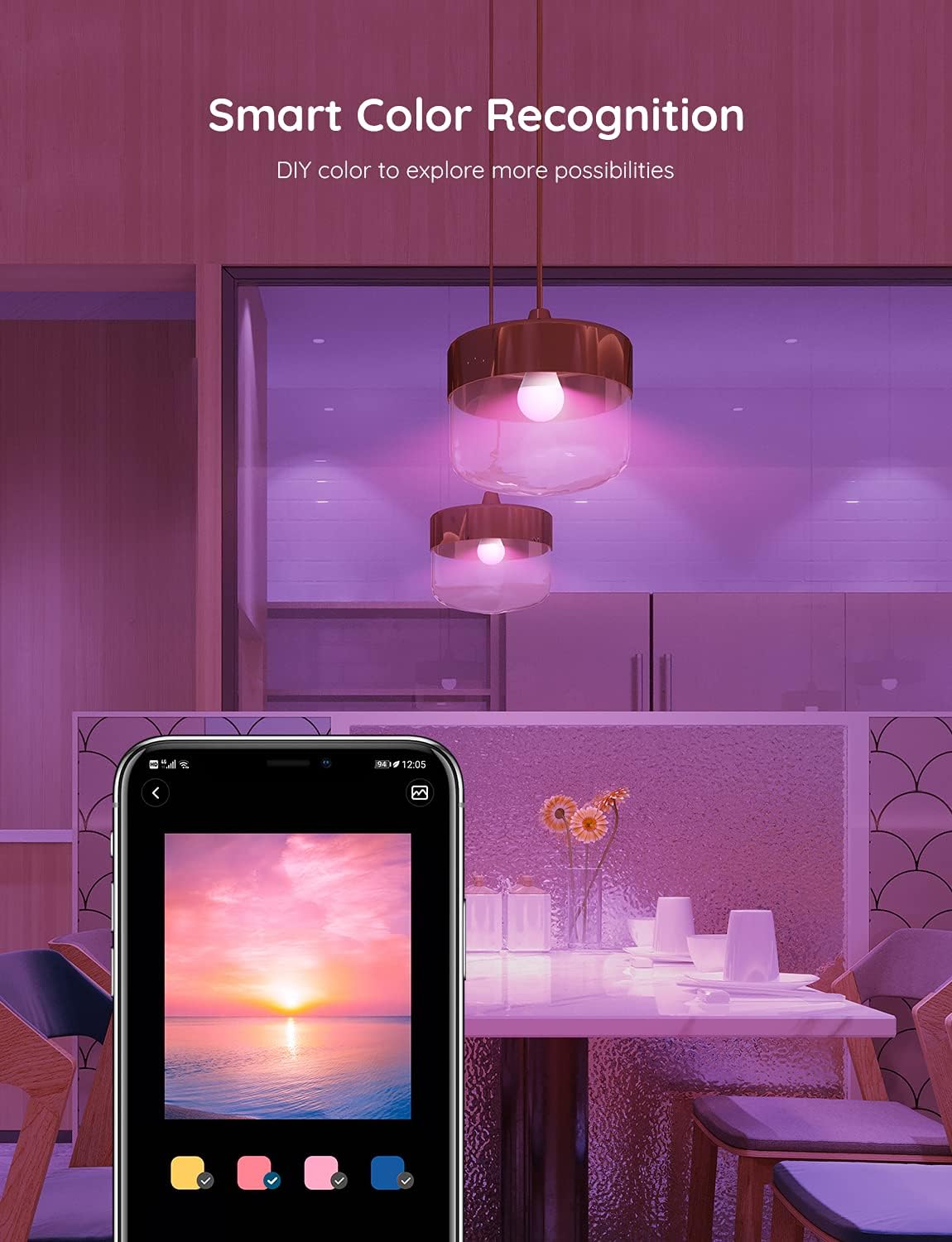 Smart Color Changing LED Light Bulbs - Alexa & Google Compatible