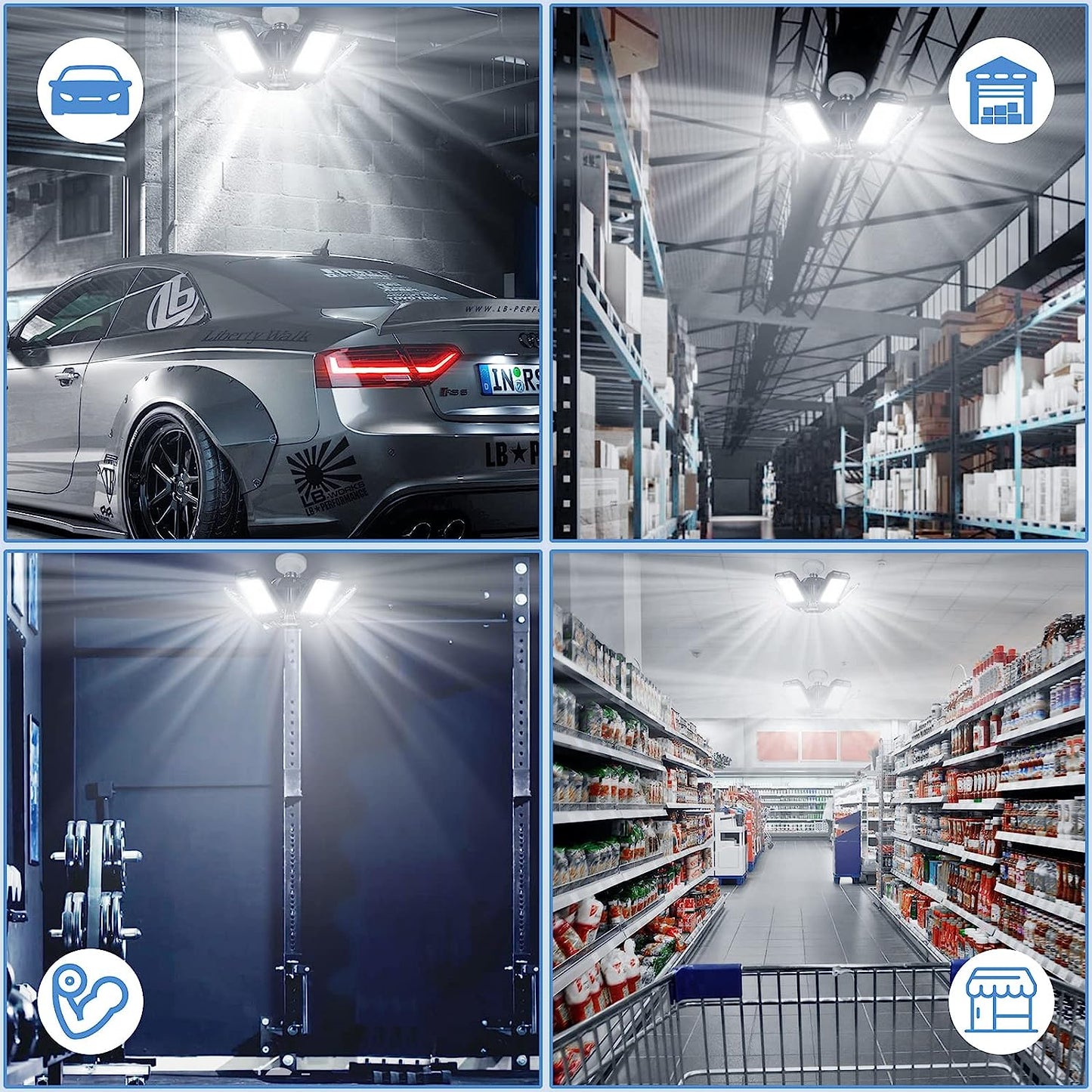 Aoretic LED Garage Lights Bulb 2 Pack -180W, 18000LM 6500K Led Shop Light with 6+1 Deformable Panels, Basement Barn Ceiling Lights, E26/E27 for Warehouse theluminousdecor