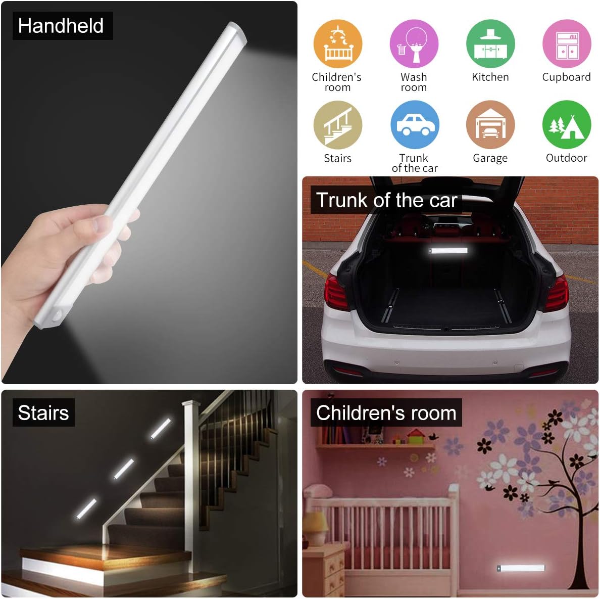 LED Motion Sensor Cabinet Light,Under Counter Closet Lighting, Wireless USB Rechargeable Kitchen Night Lights,54-LED Battery Powered Operated Light,Uniform Light for Wardrobe,Closets,Cabinet,Cupboard theluminousdecor