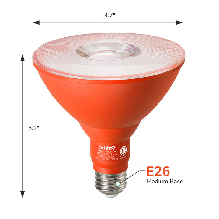 18W Dimmable Orange Flood Light Bulb (2 Pack)-HLBP38C