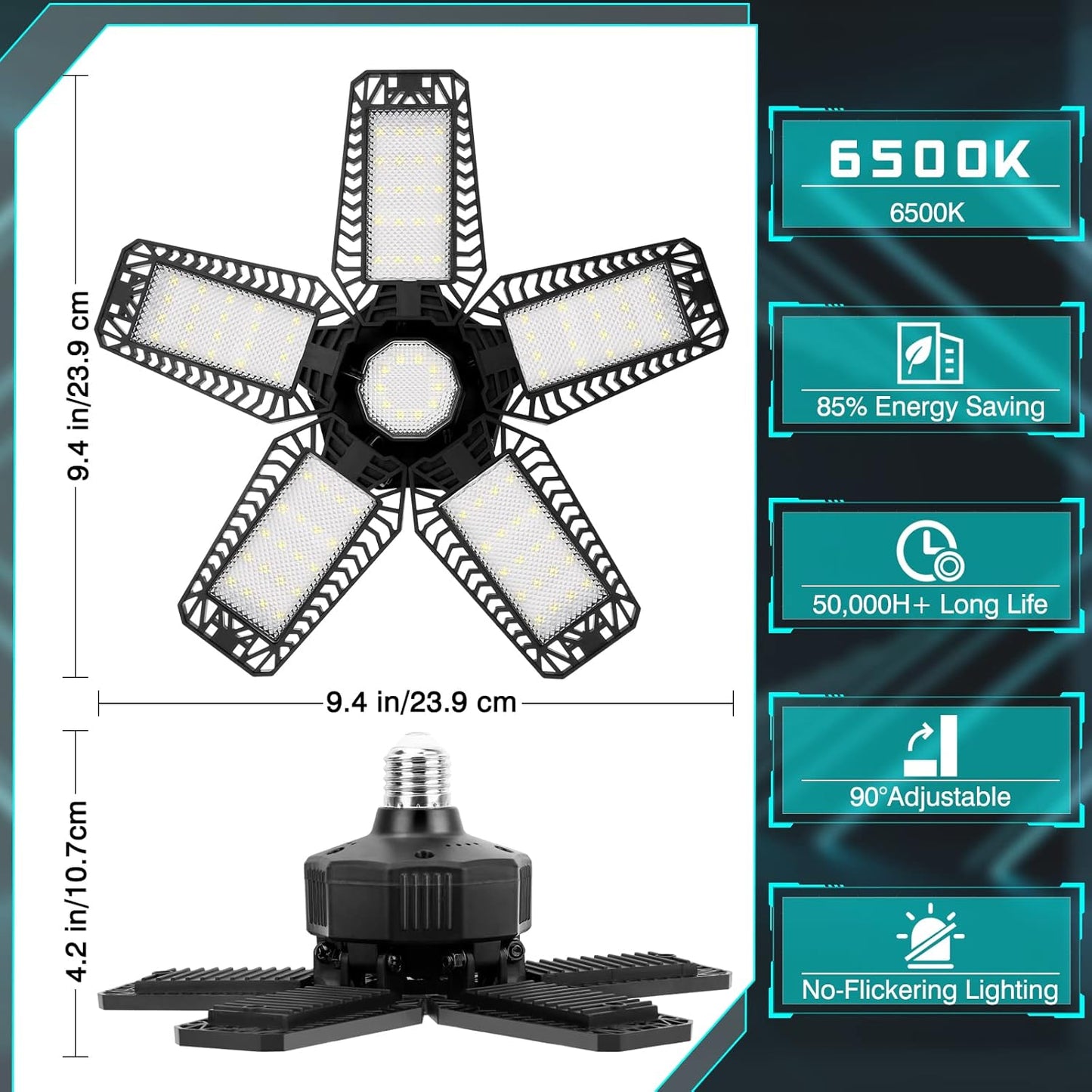 Garage LED Lights Screw in with 5+1 Deformable Panels 160W LED Garage