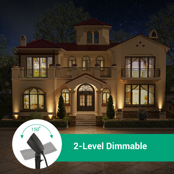 Waterproof Outdoor Spotlight 3000K 2-Level Dimmable (507lm 8.75W/263lm 4W) with 5ft Extension Cord-HGSL10A