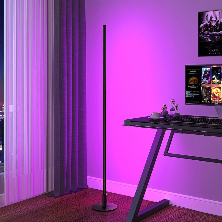 Black RGBW, Mood Lighing, Smart WiFi Dimmable Floor Lamp with App & Remote Control, 1 Pack-HFLK02W