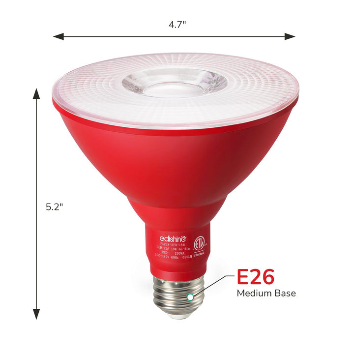18W Non-dimmable Red Flood Light Bulb (2 Pack)-HLBP38D-ND