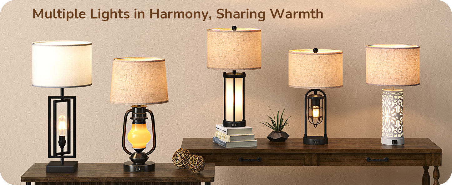 22.44" 3 Way Dimmable Touch Control Table Lamps with Night Light (2 Pack)-HLTL09A