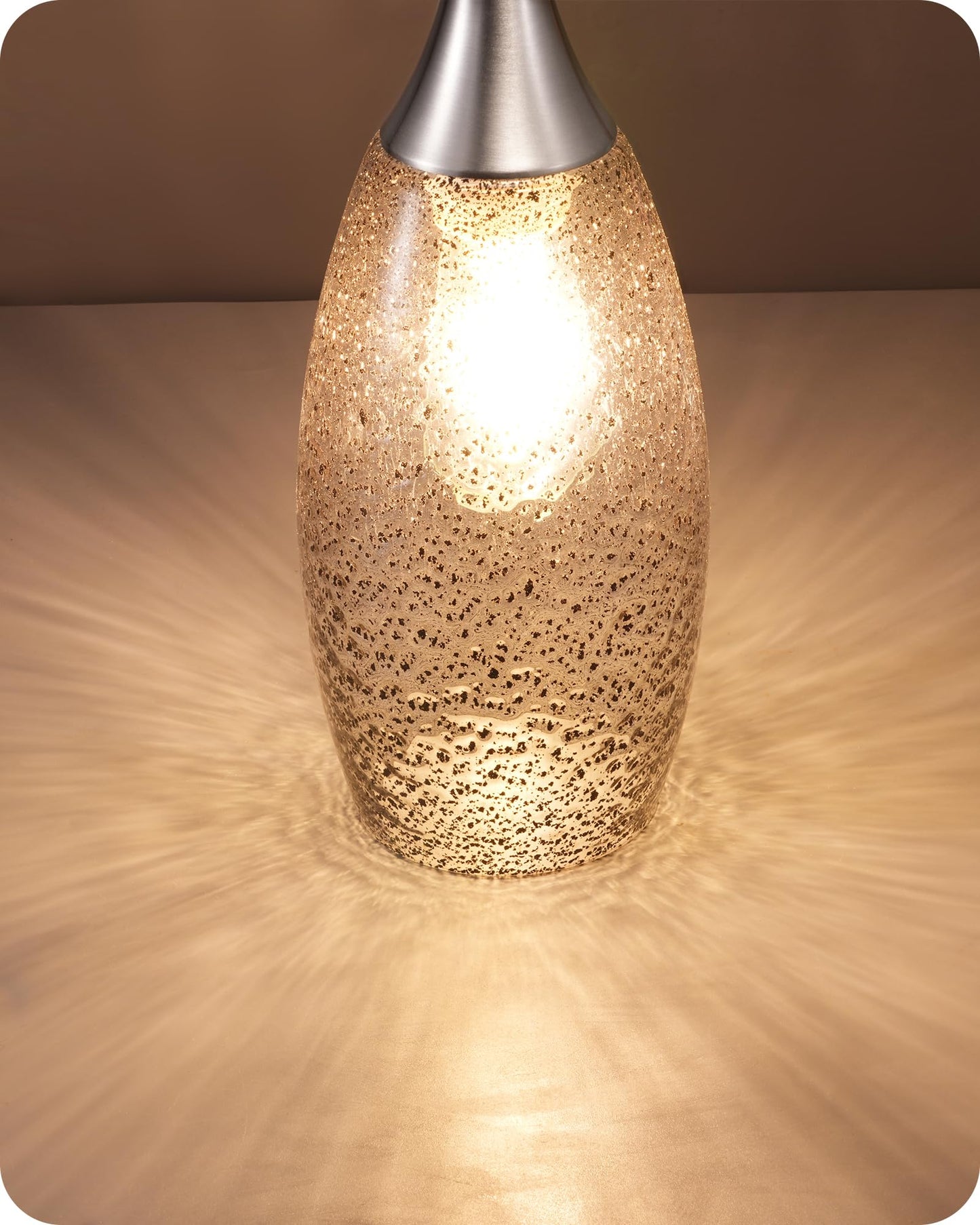 Handcrafted Art Glass Hanging Light, Adjustable Brushed Nickel Rods