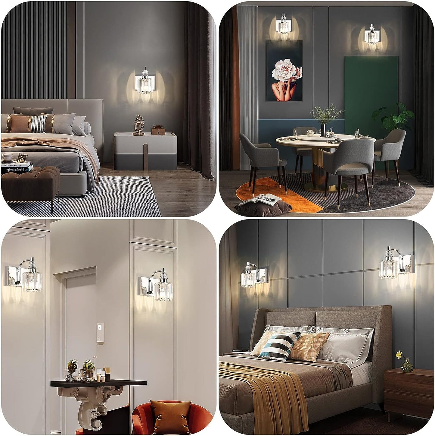 Modern chrome crystal vanity light for stylish bathroom illumination with elegant design and bright lighting.