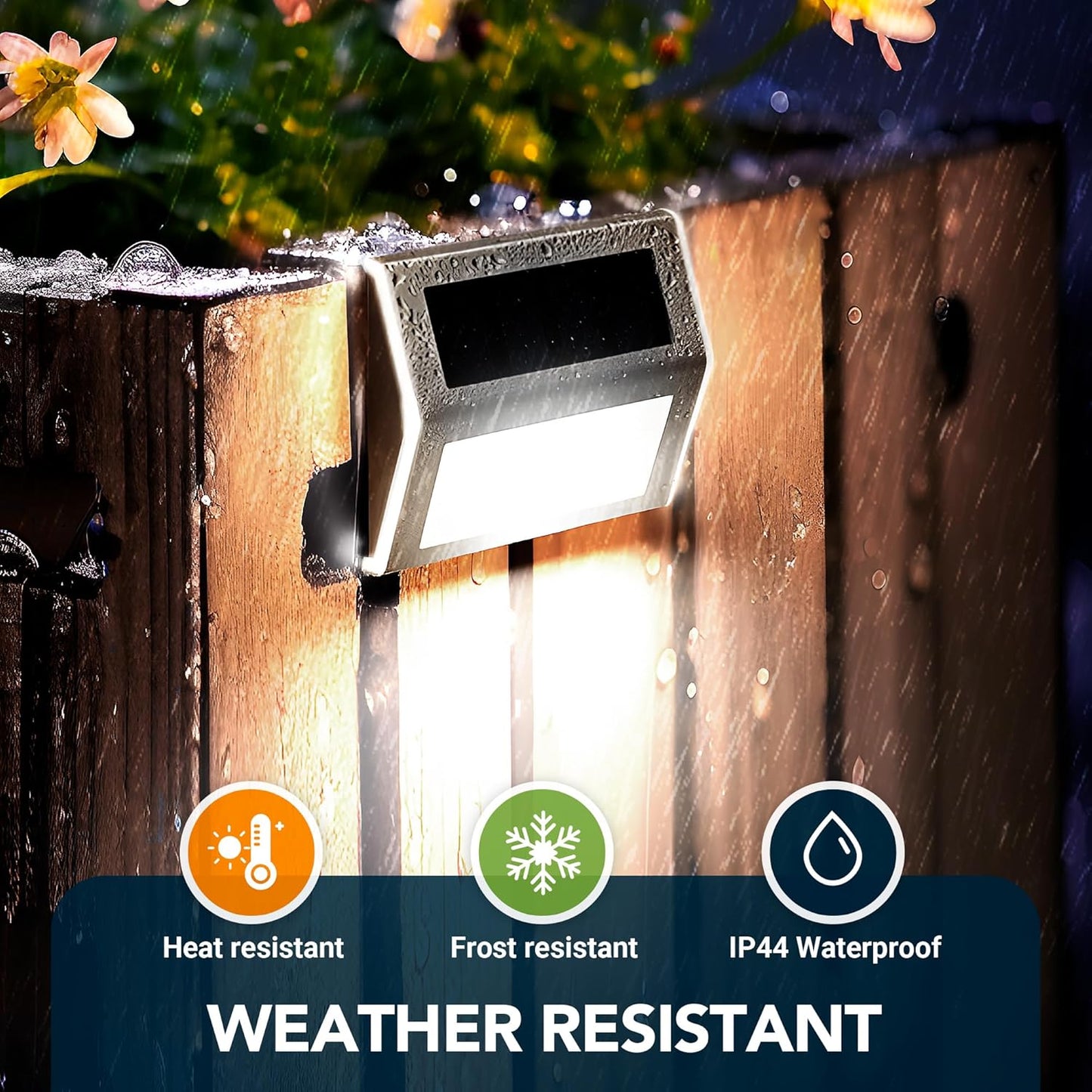 12 Pack Solar Fence Lights - Waterproof LED Step Lighting, Cold White