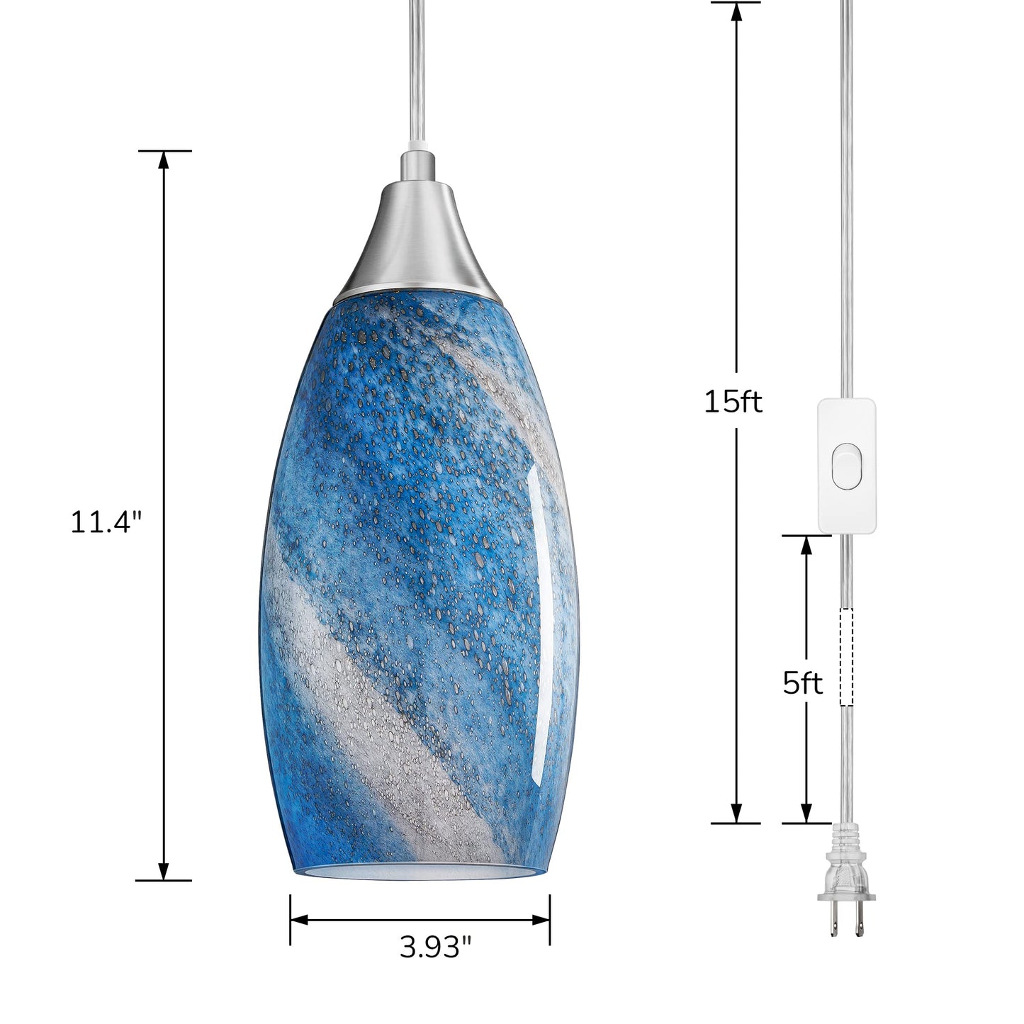 Plug in Pendant Light with 15FT Adjustable Cord