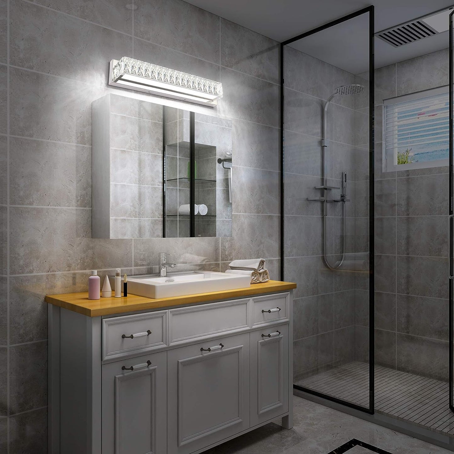 Crystal LED Bathroom Vanity Lights theluminousdecor