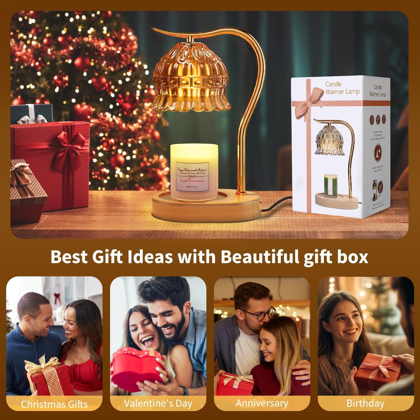 Vintage Flower Candle Warmer Lamp with Timer - Dimmable - Clear