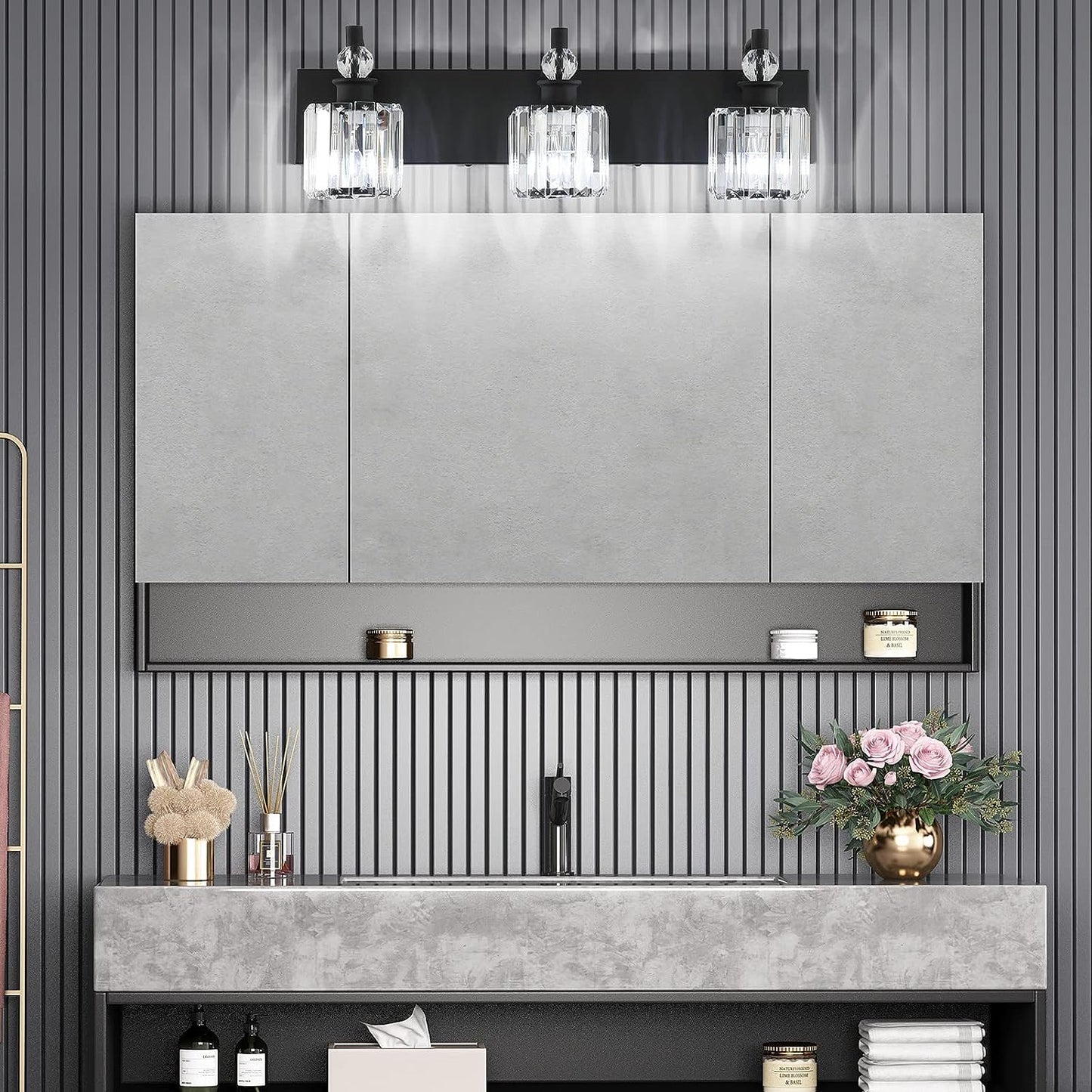 5-Light Crystal Vanity, Matte Black theluminousdecor