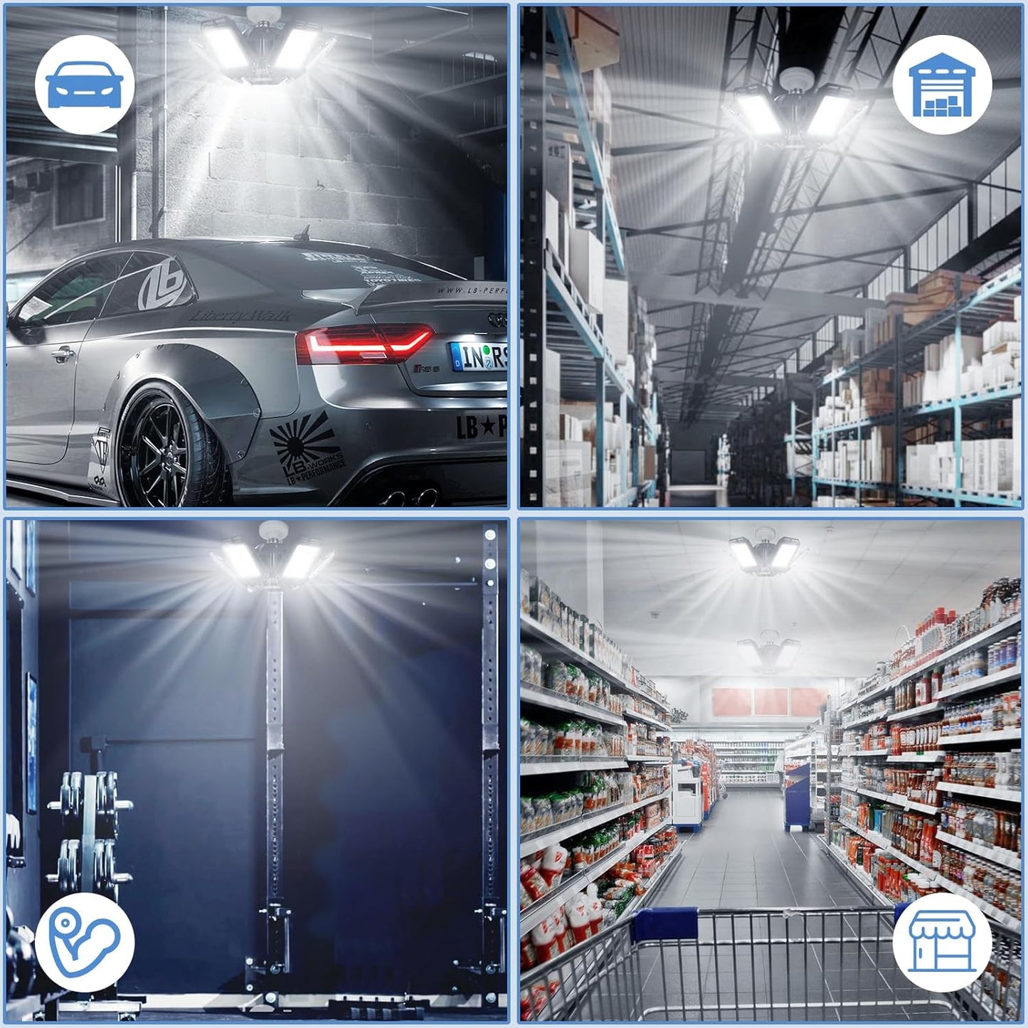 LED Garage Lights Bulb 2 Pack 180W | 18000LM | 6+1 Panels | 6500K