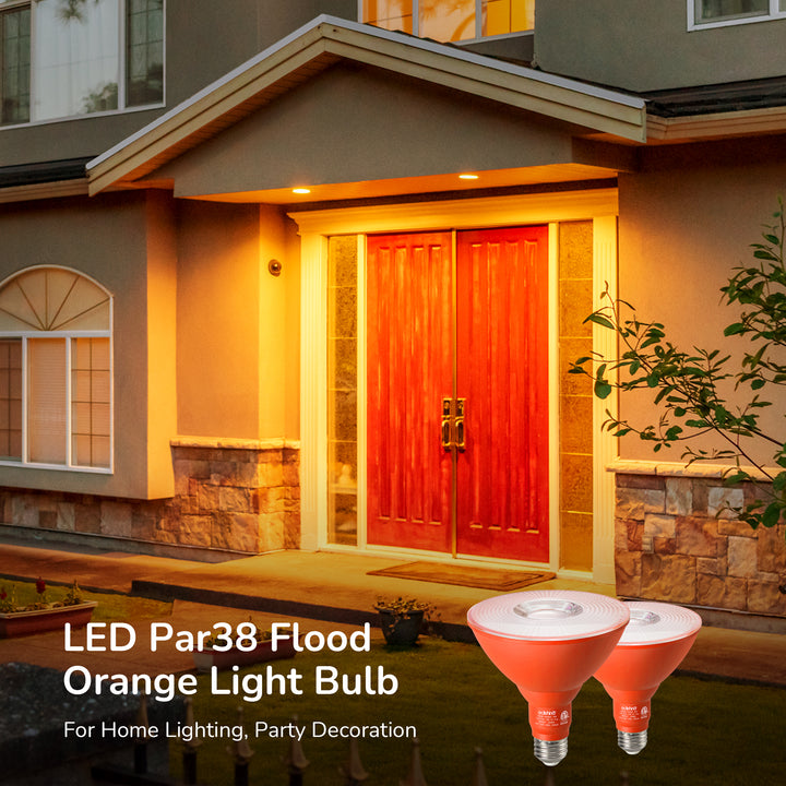 18W Dimmable Orange Flood Light Bulb (2 Pack)-HLBP38C