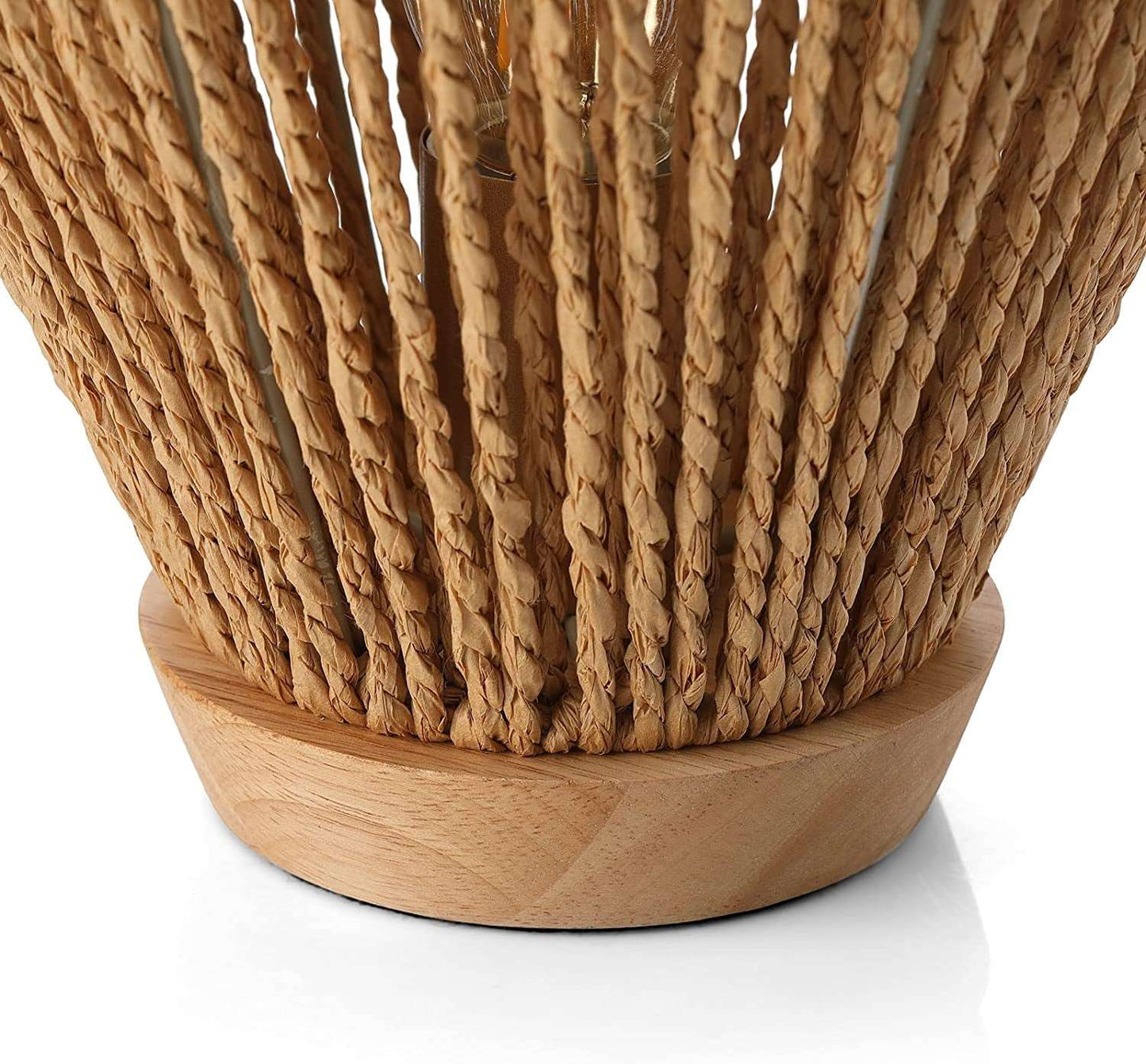 Boho Table Lamps for Bedroom,Small Natural Woven Bedside Lamp Paper String Nightstand Lamp Boho Couch Side Table Lamp Basket Lantern Good for Living Room Kids Room Nursery Room Cafe Bar Decor.