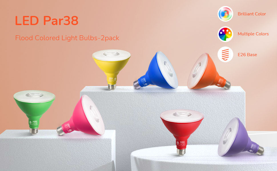 18W Dimmable Orange Flood Light Bulb (2 Pack)-HLBP38C
