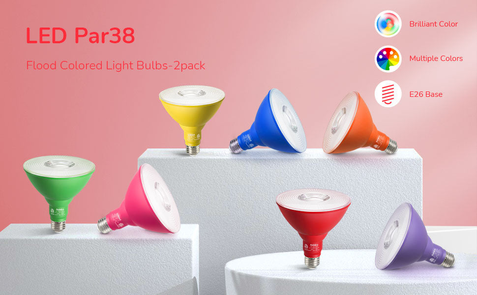 18W Non-dimmable Red Flood Light Bulb (2 Pack)-HLBP38D-ND