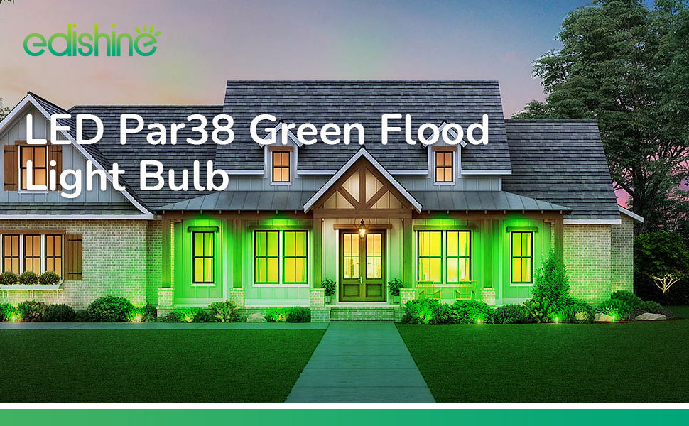 18W Dimmable Green Flood Light Bulbs (2 Pack)-HLBP38E