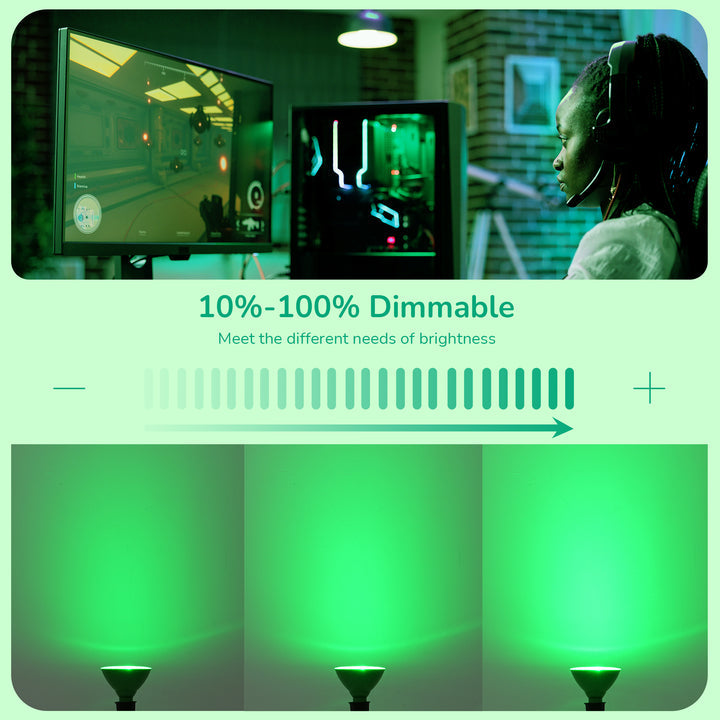 18W Dimmable Green Flood Light Bulbs (2 Pack)-HLBP38E